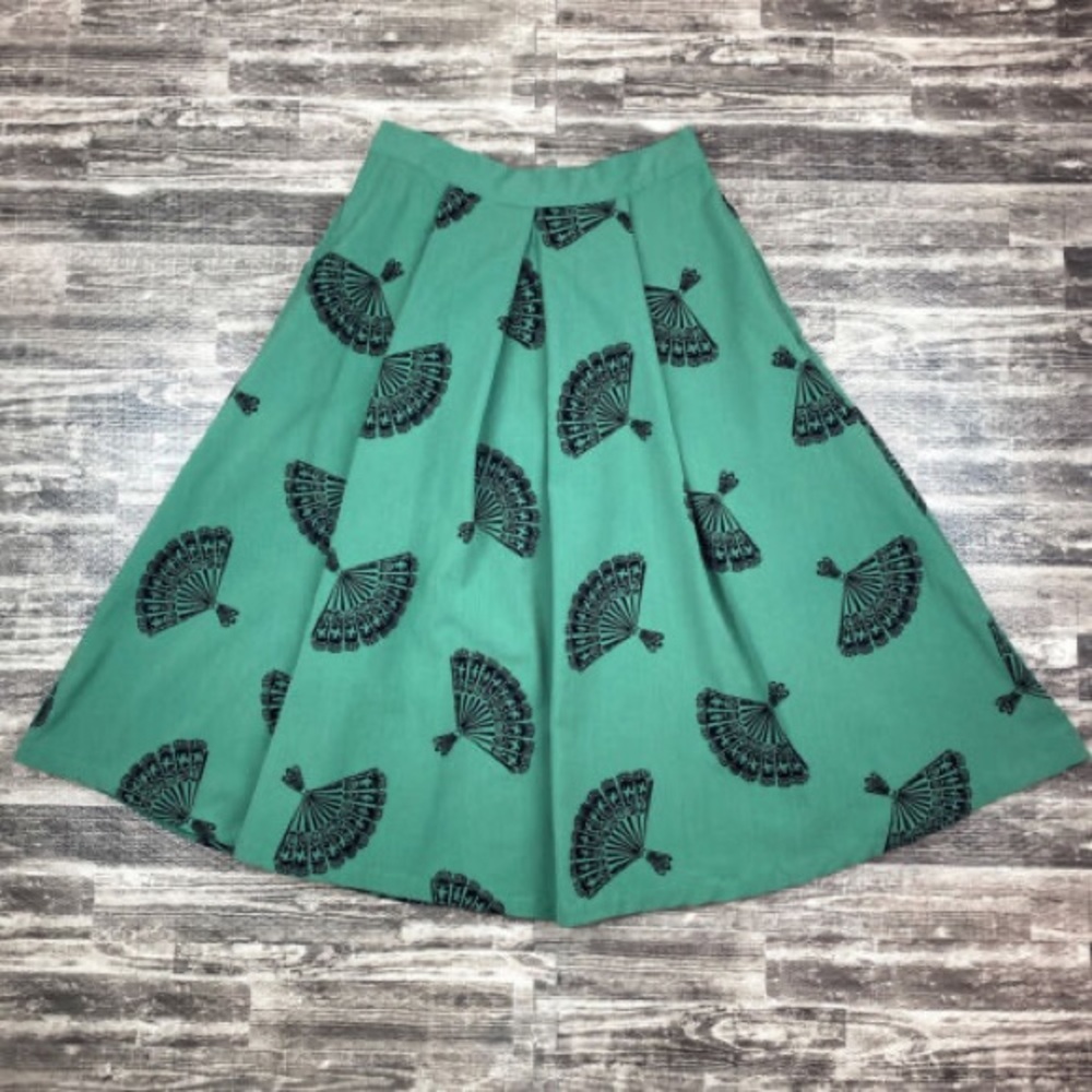 Bettie Page Green Tatyana Pleated Skirt